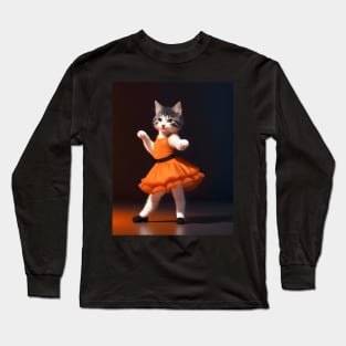 Dancing cat - Modern digital art Long Sleeve T-Shirt